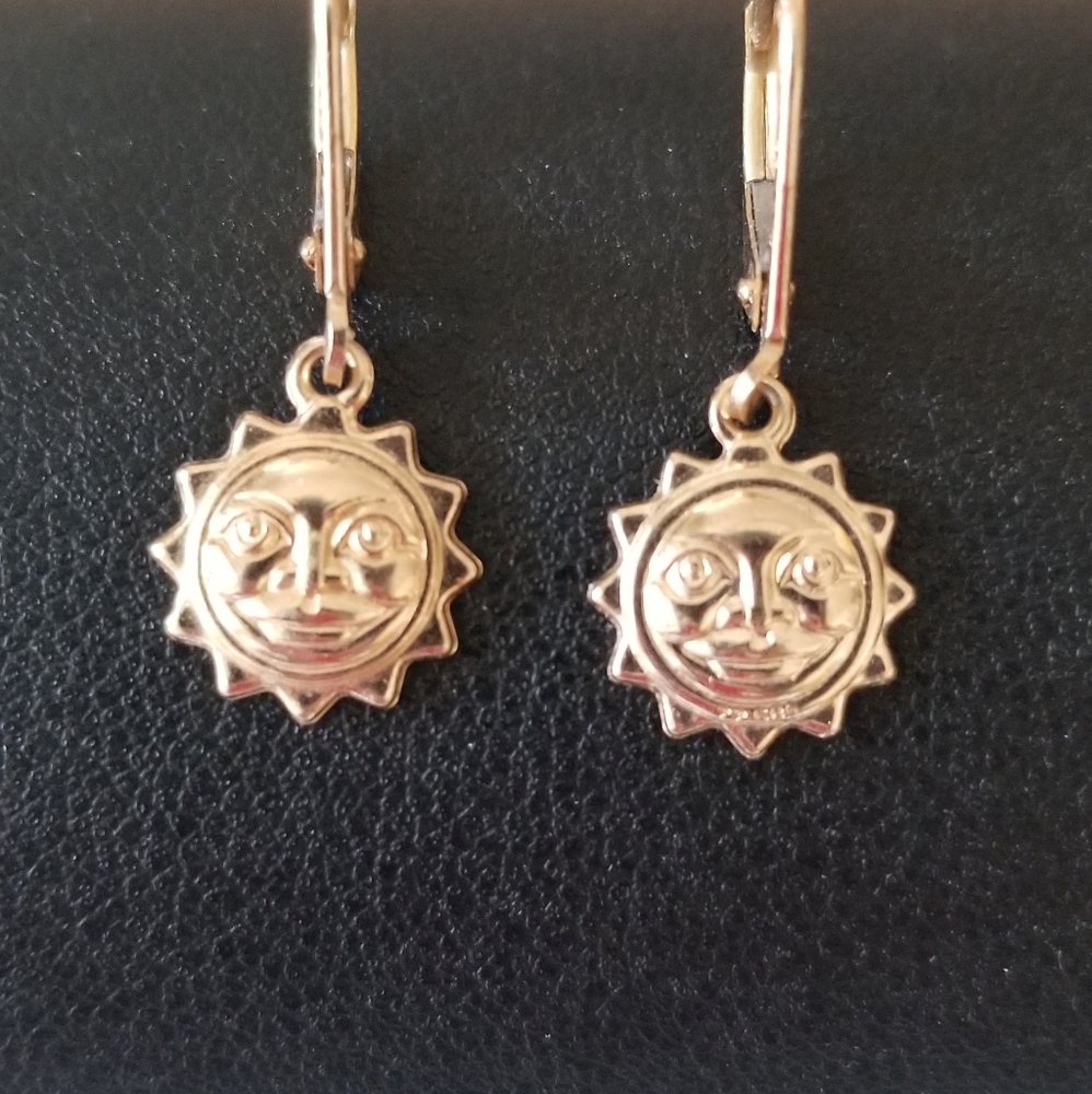14K Gold Sun Earrings